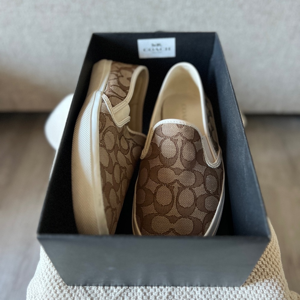 Coach Chrissy Women’s  Brown/Tan Sneakers Slip-On Shoes, Gently Worn